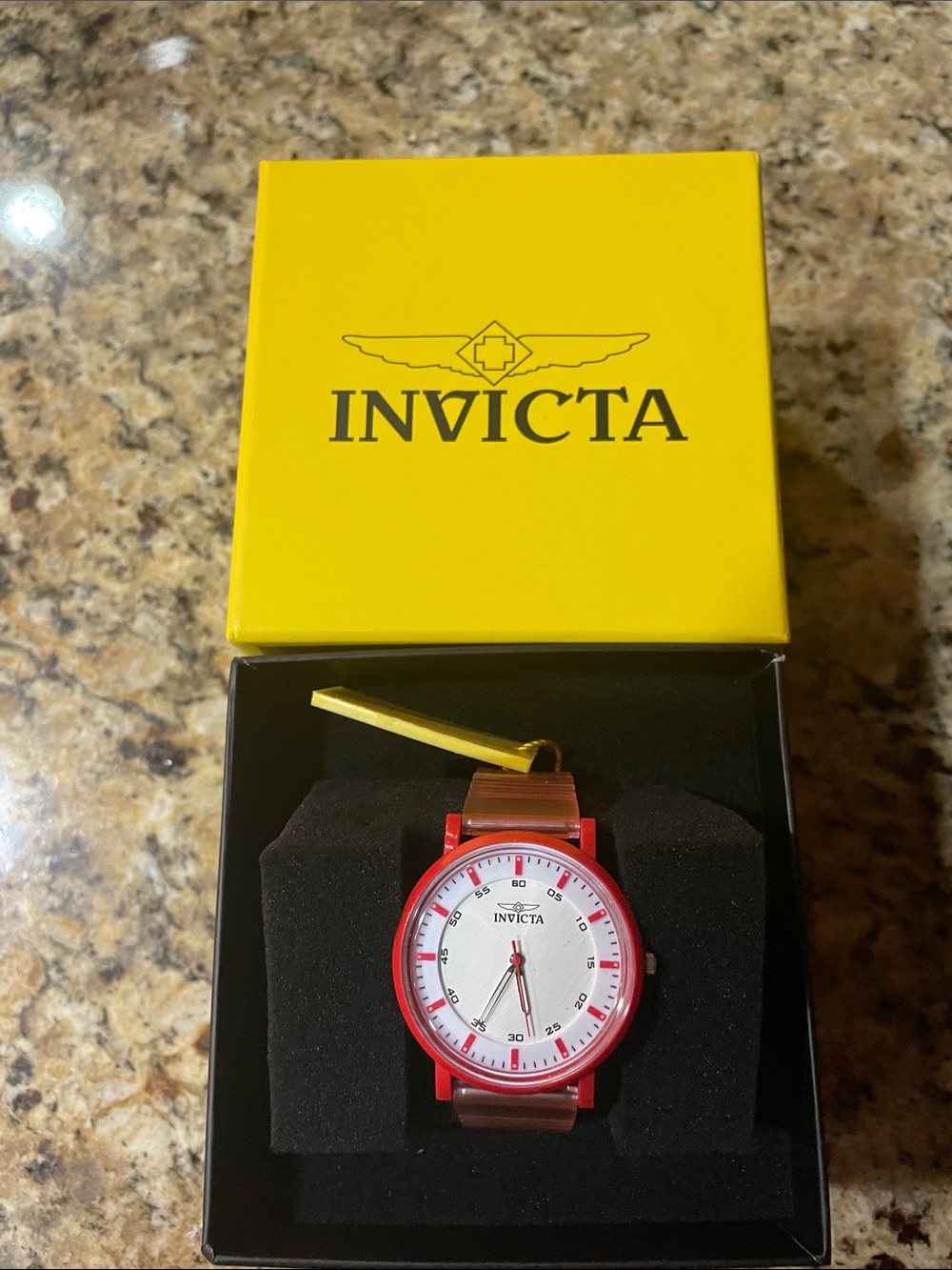 Invicta Angel White Dial with a Red Transparent Strap